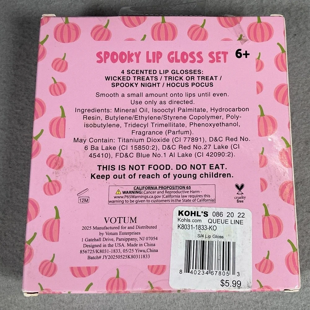 Simple Pleasures Spooky Lip Gloss Set 4 Scented Halloween Glosses NEW 2025
